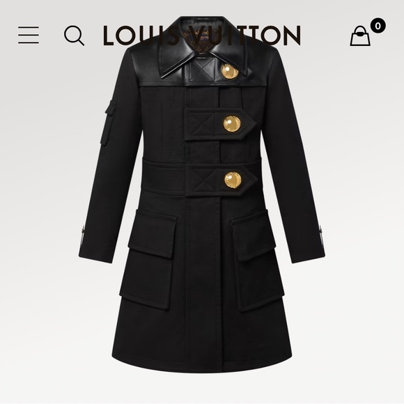Louis Vuitton Leather Accent Snap Button Coat - Picture 2 of 6